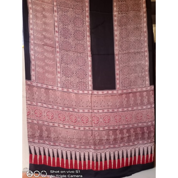 Ajrakh Block print Saree 